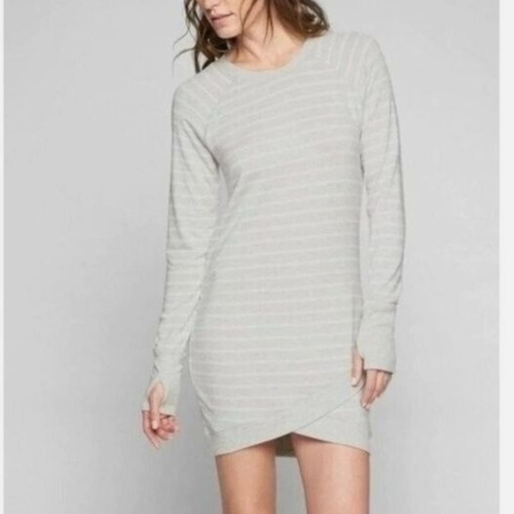 ATHLETA Criss Cross Striped Sweater Sweatshirt Dress Soft